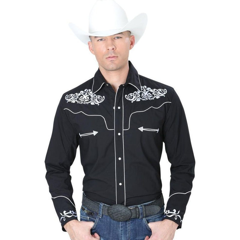 CENTENARIO Men's Blue Long Sleeve Western Shirt