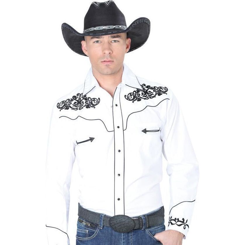 CENTENARIO Men's White Long Sleeve Western Shirt