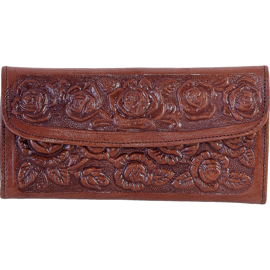 Women's Brown Engraved Leather Wallet