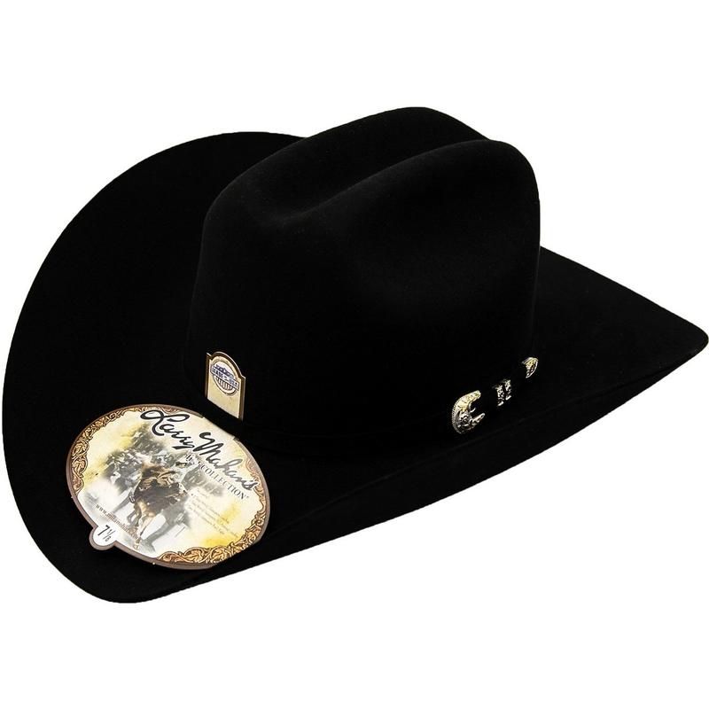 LARRY MAHAN Men's Black 6X Real Fur Felt Cowboy Hat