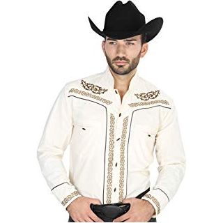 EL GENERAL Men's Beige Long Sleeve Charro Shirt
