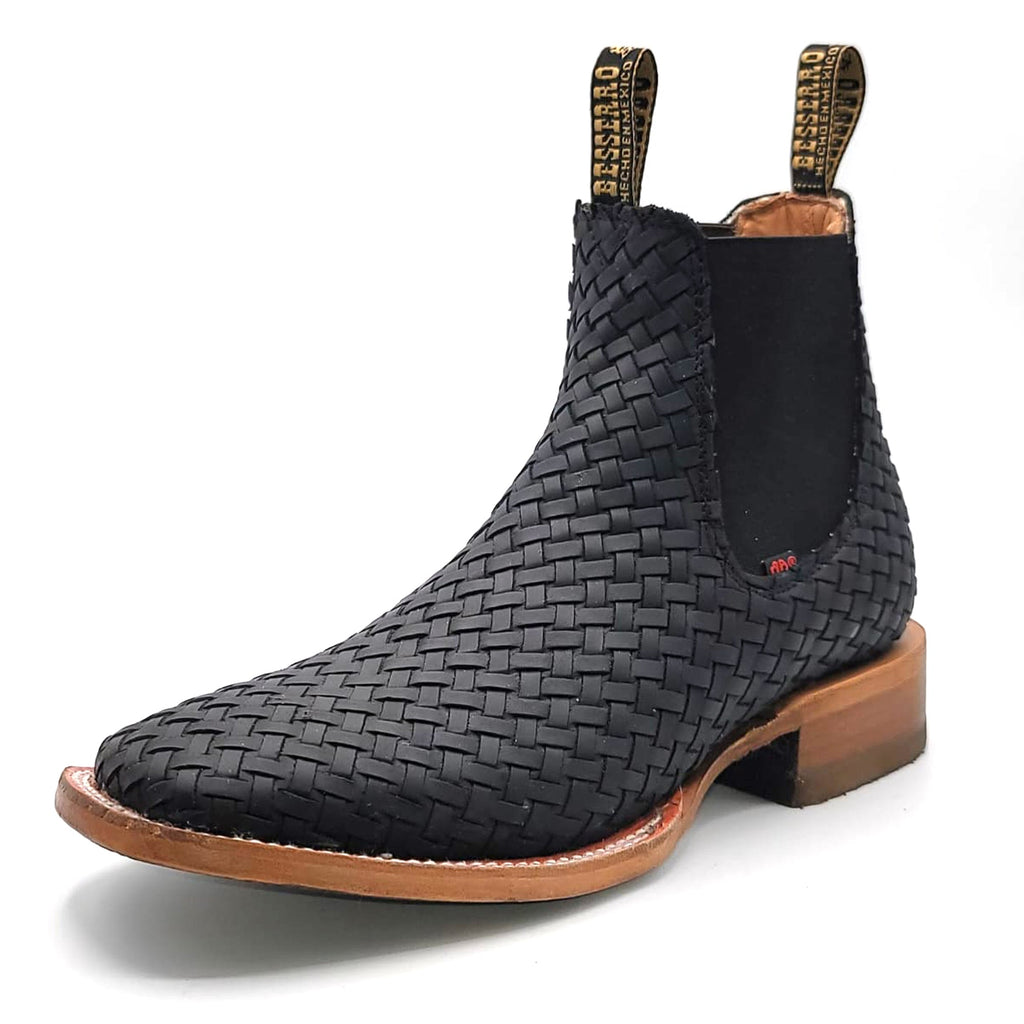 BESSERRO MEN'S BLACK PETATILLO ANKLE BOOTS - SQUARE TOE