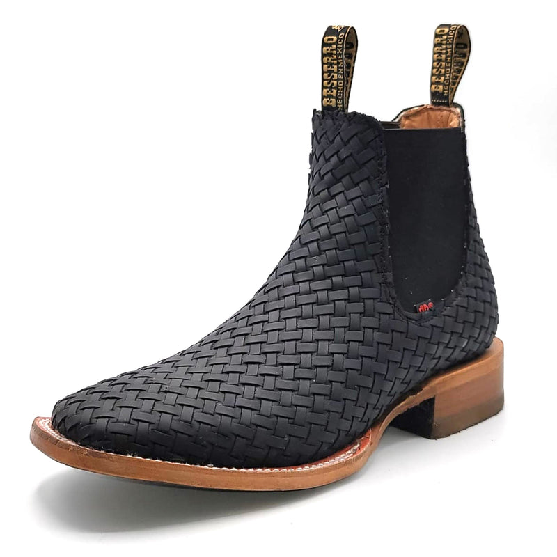 BESSERRO MEN'S BLACK PETATILLO ANKLE BOOTS - SQUARE TOE