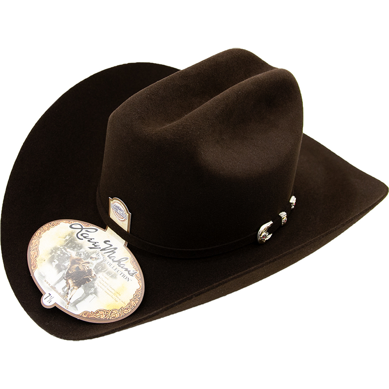 LARRY MAHAN Men's Chocolate 6X Real Fur Felt Cowboy Hat