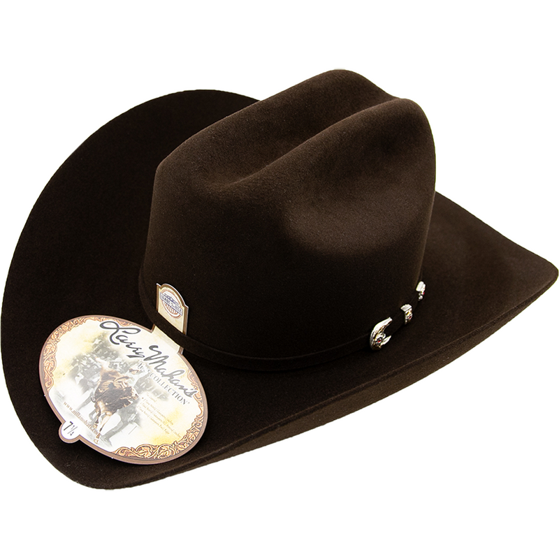 LARRY MAHAN Men's Black 6X Real Fur Felt Cowboy Hat