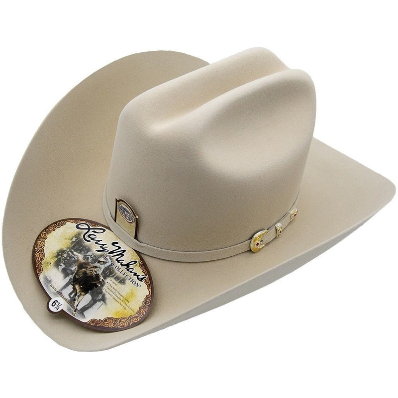 LARRY MAHAN Men's White 6X Real Fur Felt Cowboy Hat