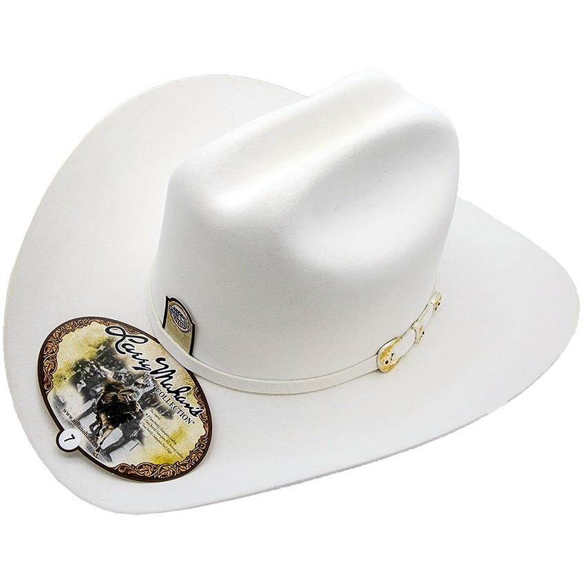 LARRY MAHAN Men's White 6X Real Fur Felt Cowboy Hat