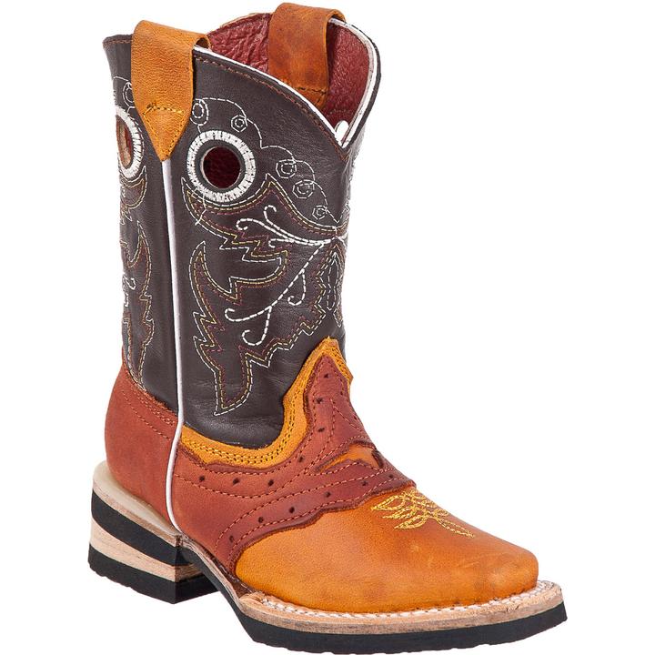 TIERRA BLANCA Youth Tan Navy Rodeo Boots