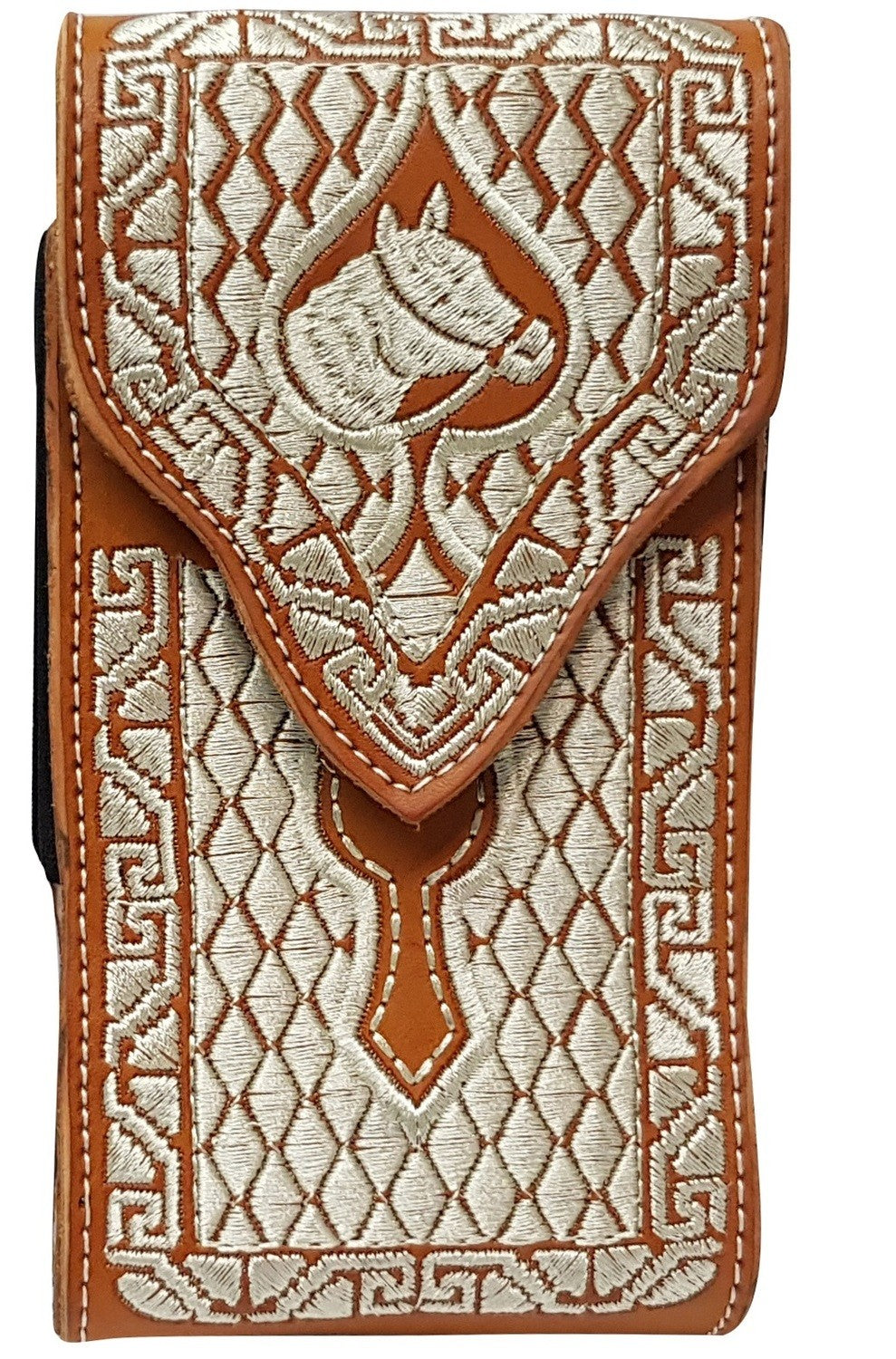 Embroidered Tan Cell Phone Case