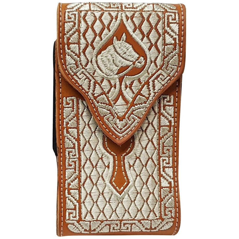 Embroidered Tan Cell Phone Case