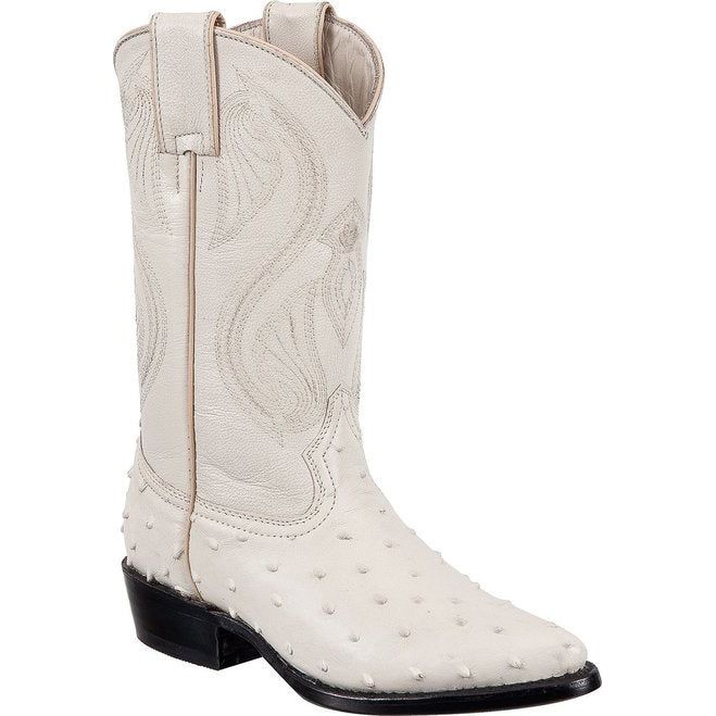 TIERRA BLANCA Youth Bone Ostrich Print Boots