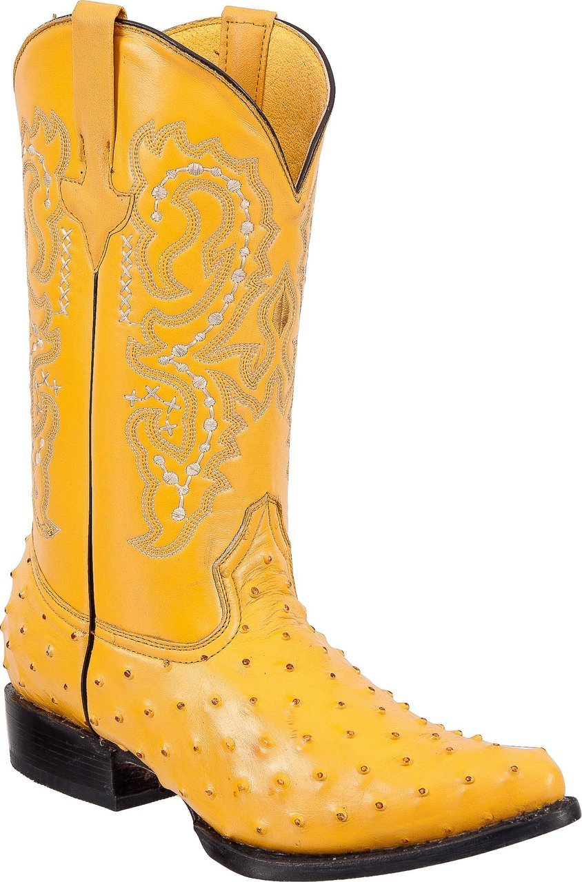 TIERRA BLANCA Men's Buttercup Ostrich Print Boots - Pointed Toe