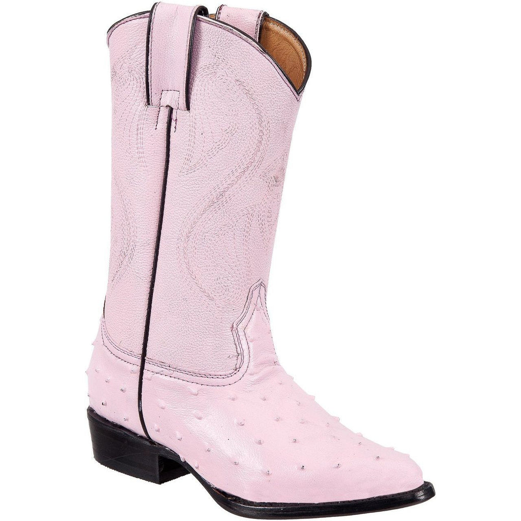 TIERRA BLANCA Youth Pink Ostrich Print Boots