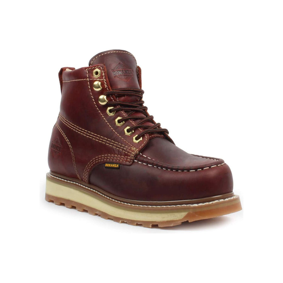 BONANZA Men s 6 Burgundy Work Boots Steel Toe Rodeo Boots
