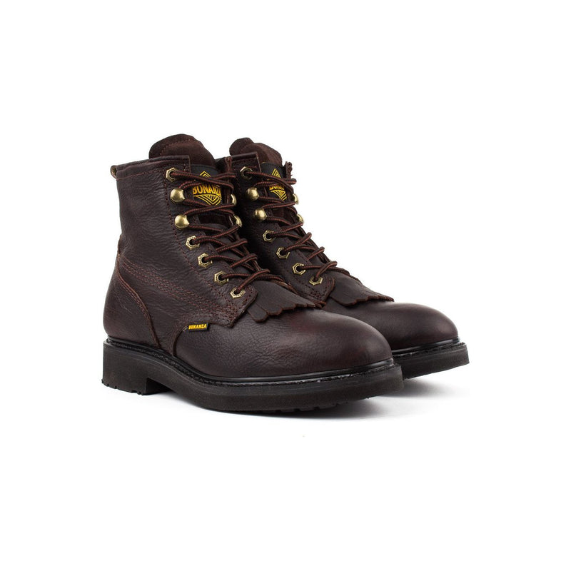 BONANZA Men's 6" Brown Work Boots - Plain Toe