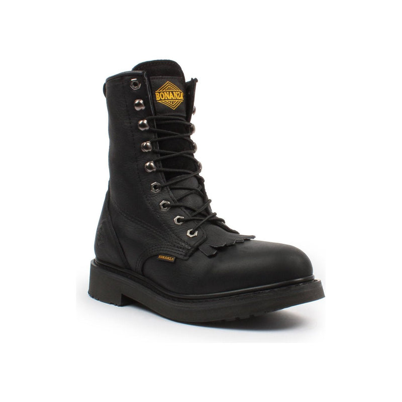 BONANZA Men's 6" Black Work Boots - Plain Toe