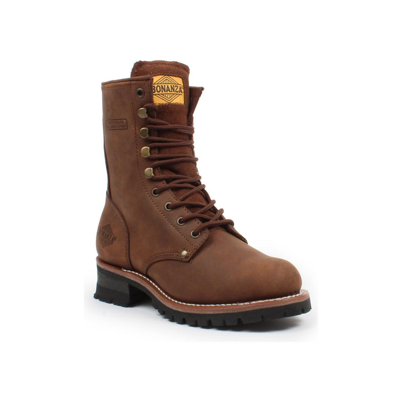 BONANZA Men's 9" Brown Logger Work Boots - Steel Toe