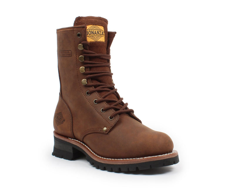 BONANZA Men's 6" Brown Work Boots - Plain Toe