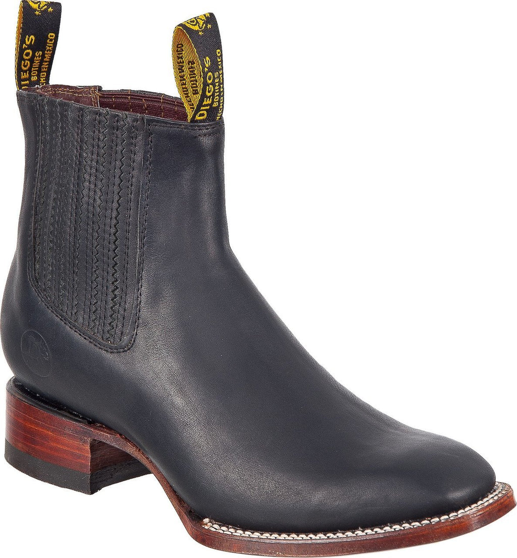 DIEGO'S Men's Black Ankle Boots - Rodeo Toe