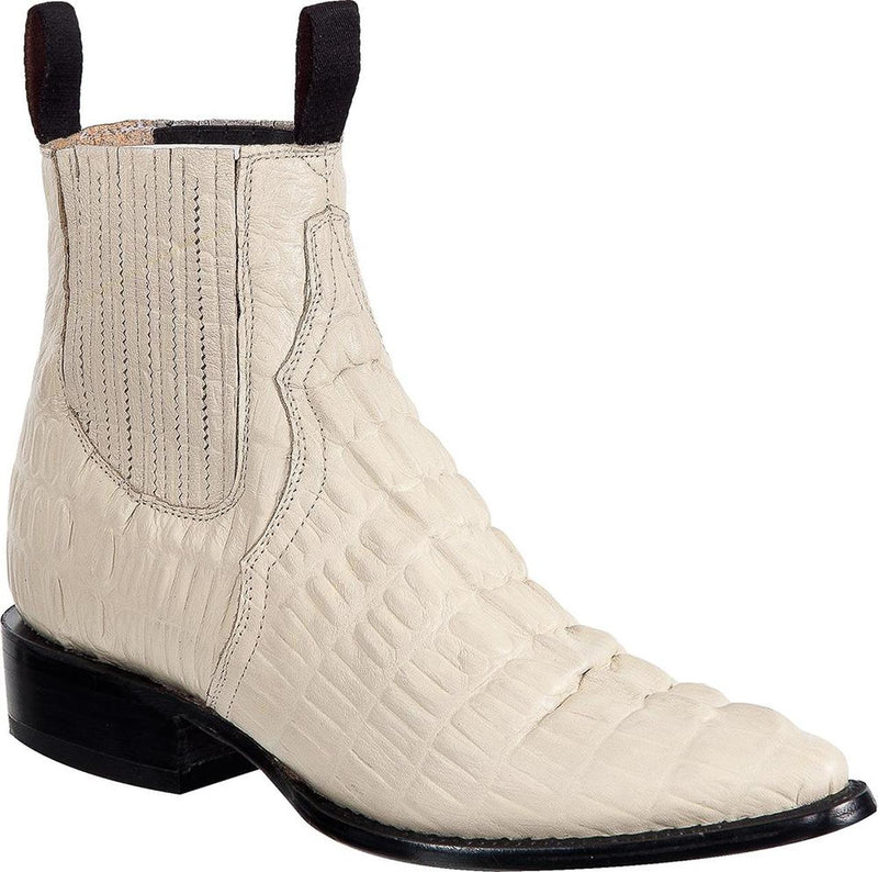 TIERRA BLANCA Men's Bone Crocodile Print Ankle Boots