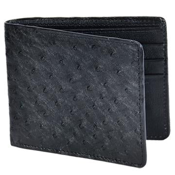Men's Black Full Quill Ostrich Leather Wallet