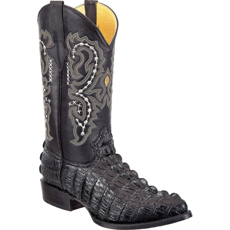TIERRA BLANCA Men's Black Crocodile Print Boots - Pointed Toe