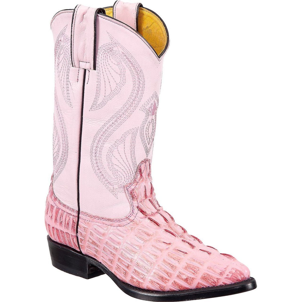 Hollister Pink Embossed Western Croc-Textured Leather Boots Croc Leather Boots - Etsy main image 2
