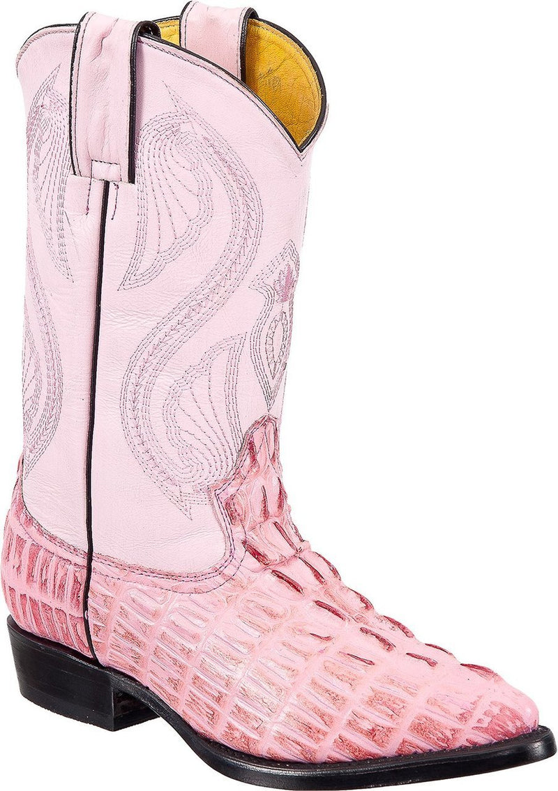 TIERRA BLANCA Youth Pink Crocodile Print Boots