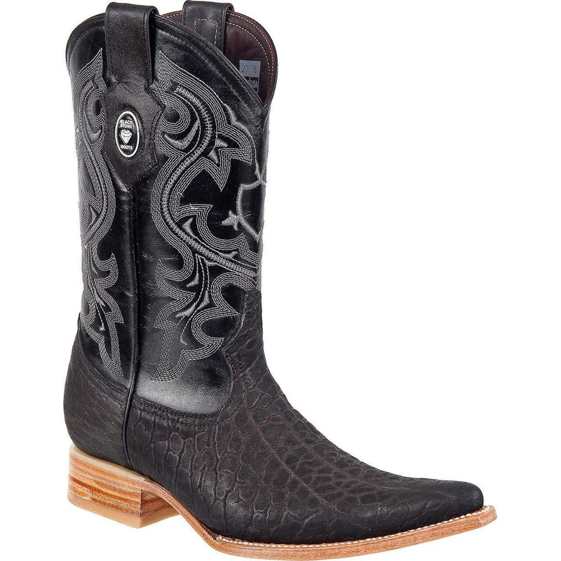 BLACK STONE Men's Black Bull Neck Boots - Ch Toe