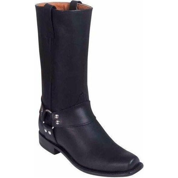 EL GENERAL Men's Black Waxy Biker Boots