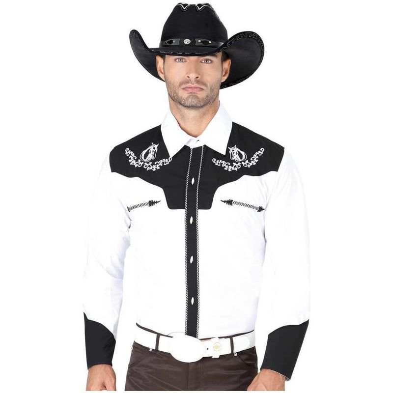 EL GENERAL Men's White Long Sleeve Charro Shirt
