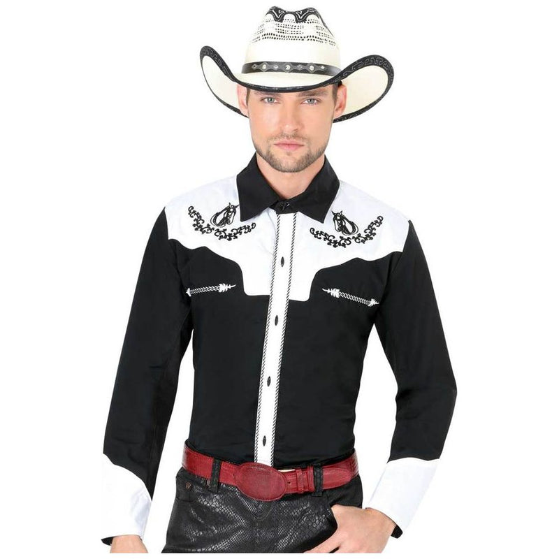 EL GENERAL Men's Black Long Sleeve Charro Shirt