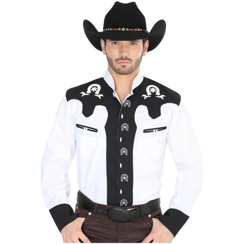 EL GENERAL Men's White Long Sleeve Charro Shirt