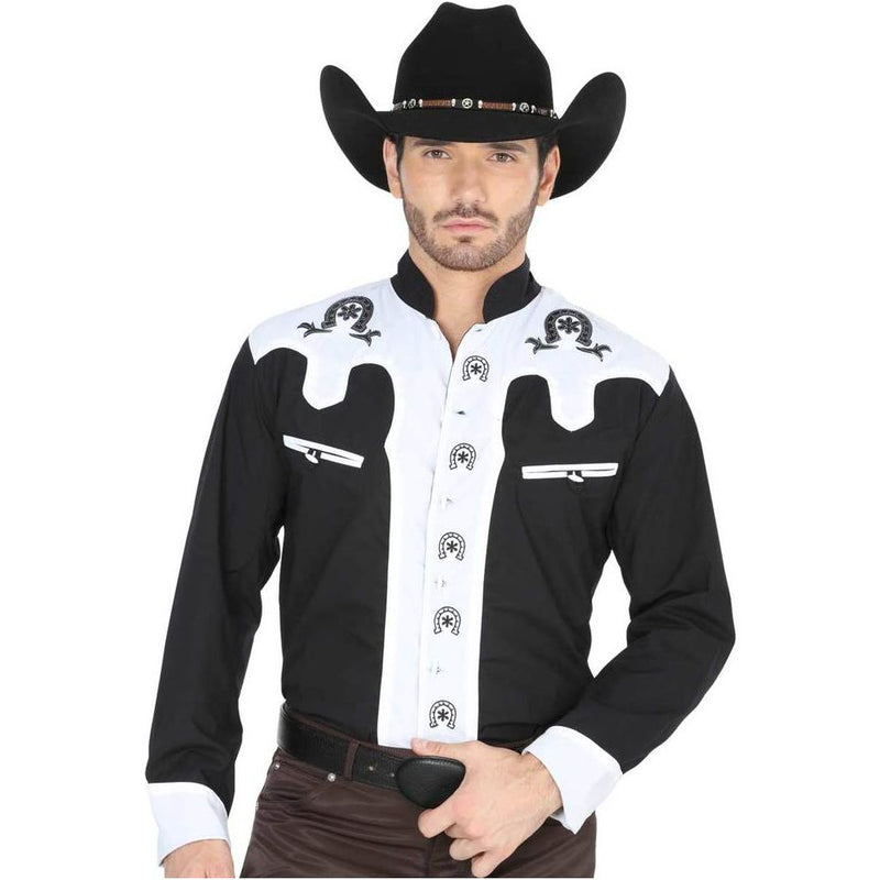 EL GENERAL Men's Black Long Sleeve Charro Shirt