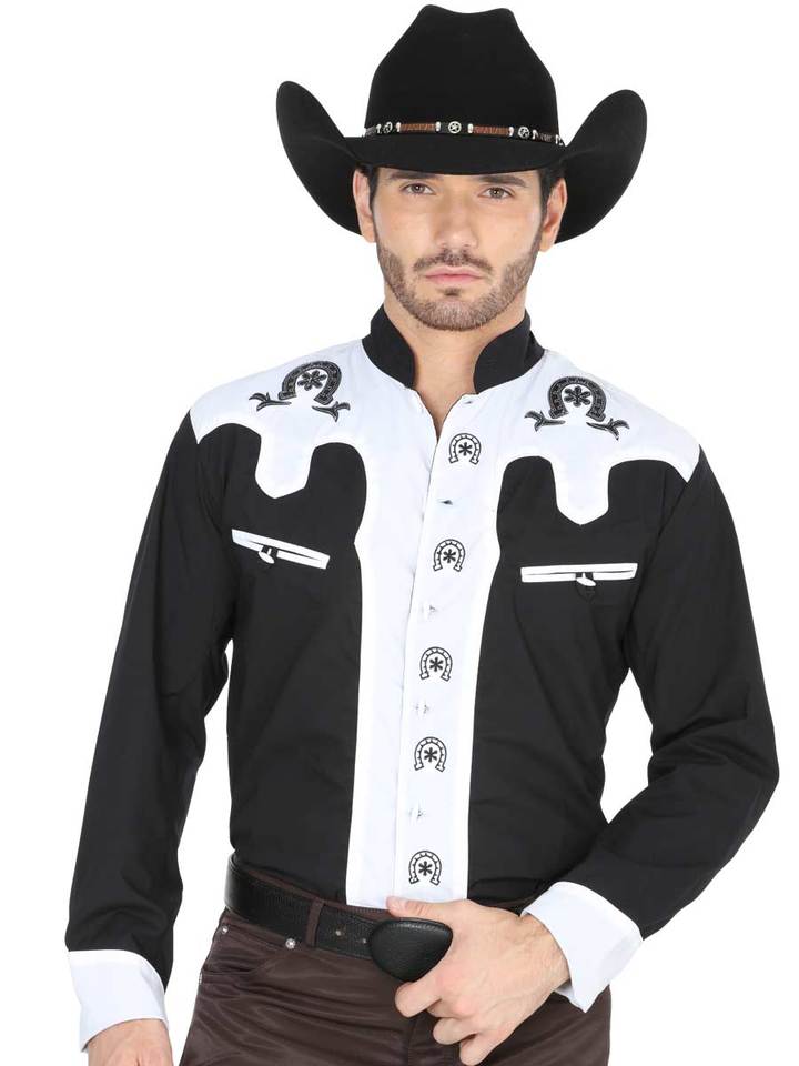 EL GENERAL Men's Black Long Sleeve Charro Shirt
