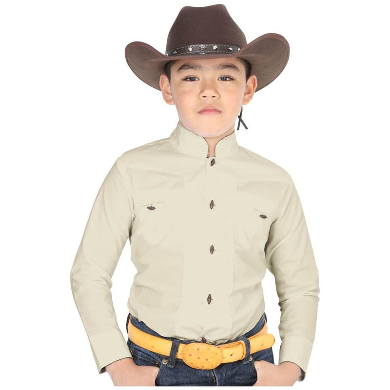 EL GENERAL Boys' Long Sleeve Black Charro Shirt