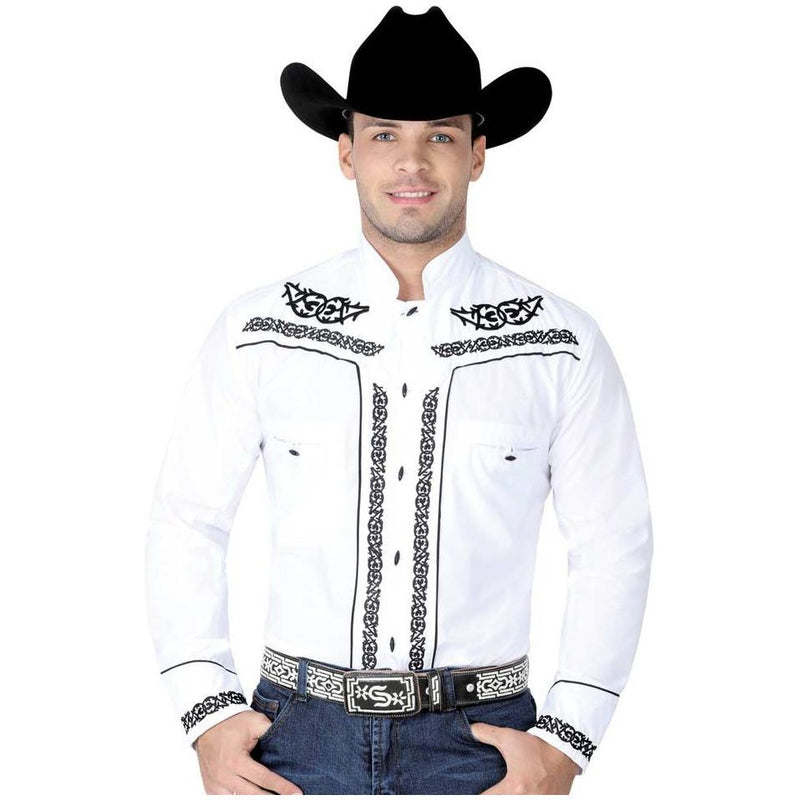 EL GENERAL Men's White Long Sleeve Charro Shirt