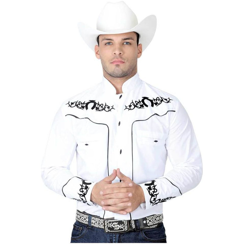 EL GENERAL Men's White Long Sleeve Charro Shirt