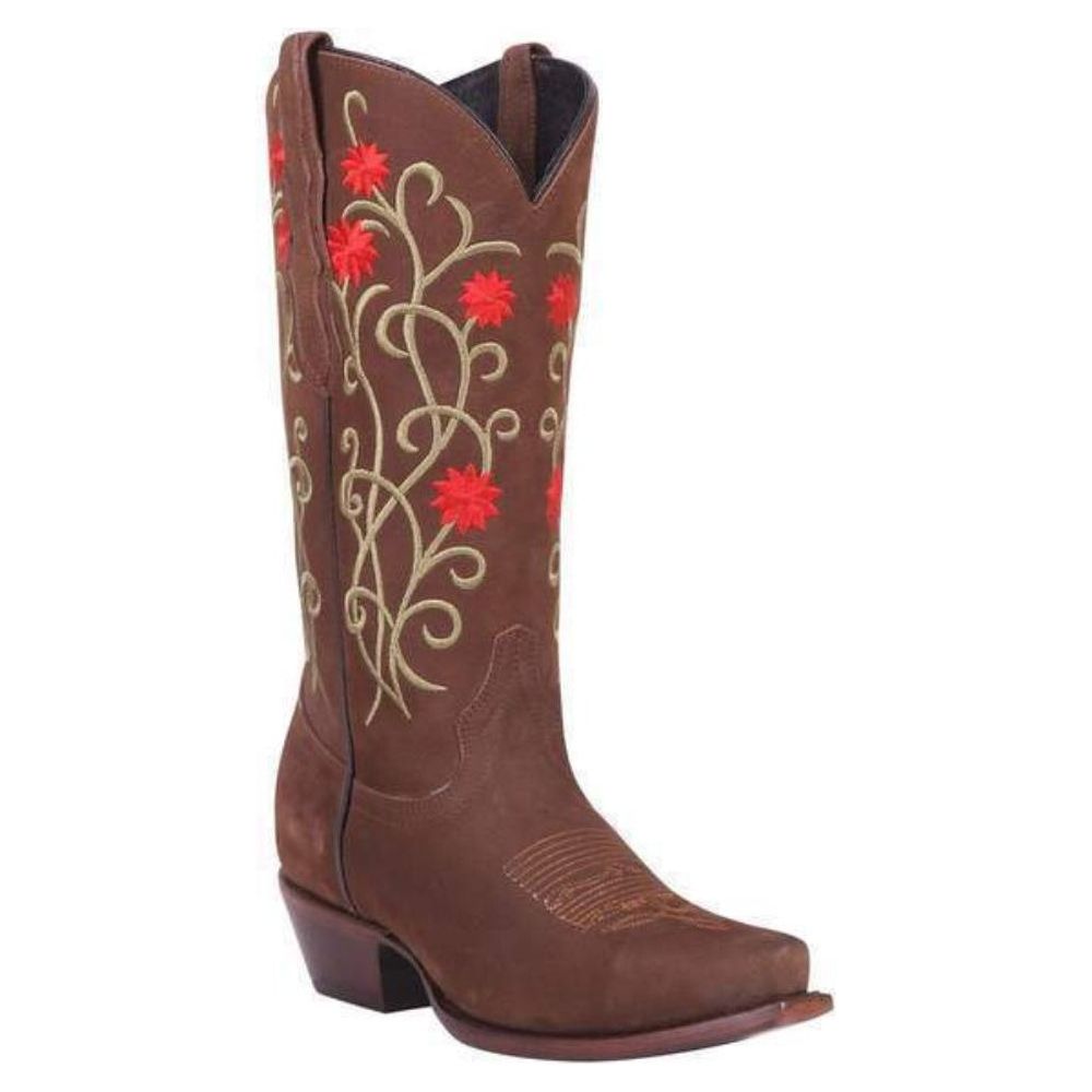 EL GENERAL Women's Nobuck Camel Western Boots