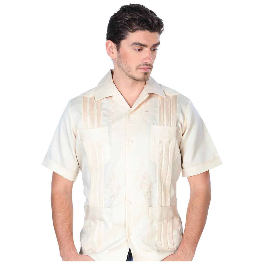 Men's Beige Short Sleeve Guayabera
