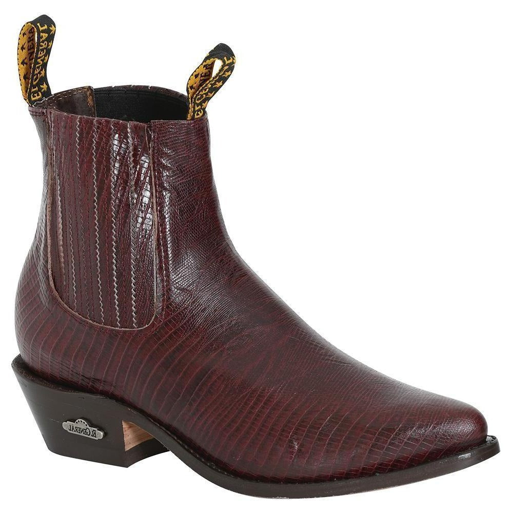 EL GENERAL  Men's Wine Lizard Print Ankle Boots