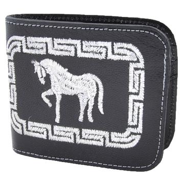 Men's Embroidered Black Leather Wallet