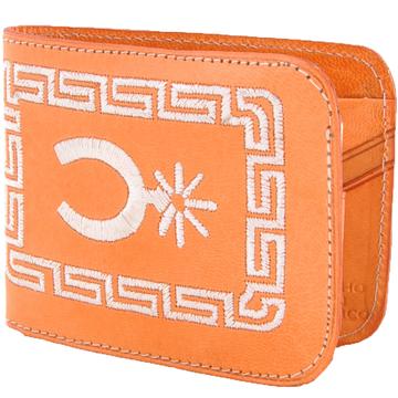 Men's Embroidered Tan Leather Wallet