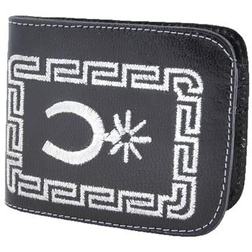 Men's Embroidered Black Leather Wallet