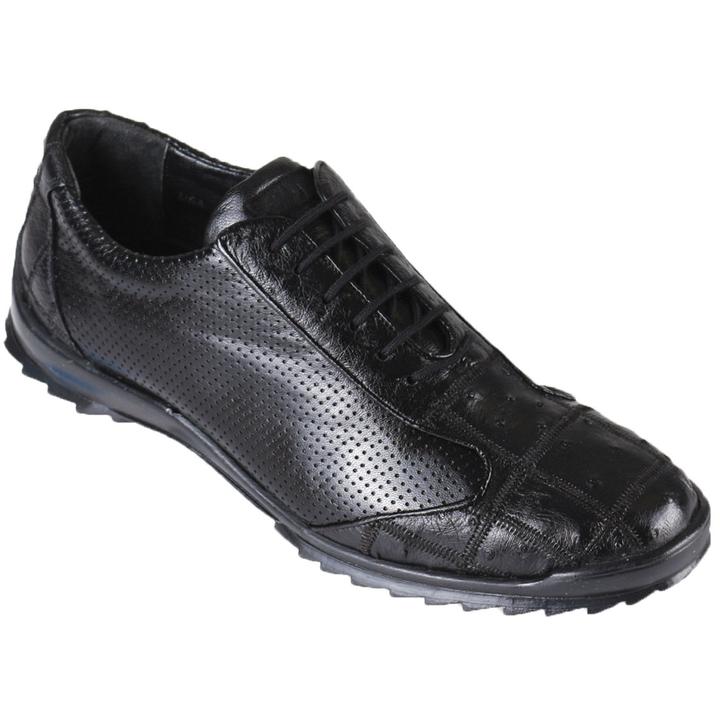 LOS ALTOS Men's Black Ostrich Shoes