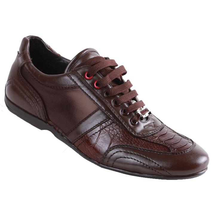 LOS ALTOS Men's Brown Ostrich Leg Shoes