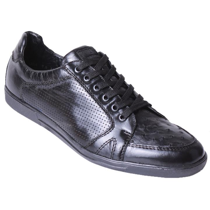 LOS ALTOS Men's Black Ostrich Shoes