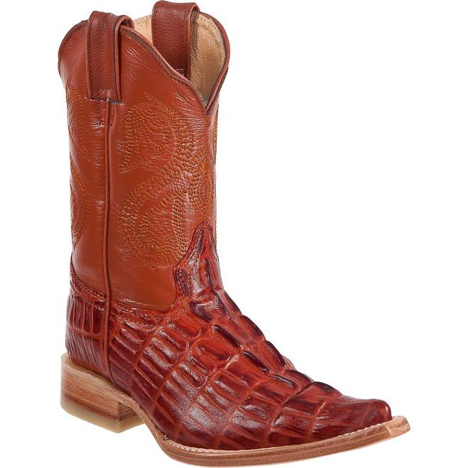 DIEGO'S Kids' Cognac Crocodile Print Boots - Ch Toe