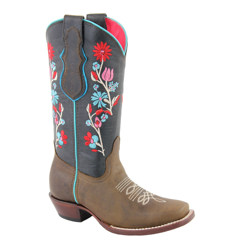 QUINCY Women's Tobacco Western Boots - Square Toe