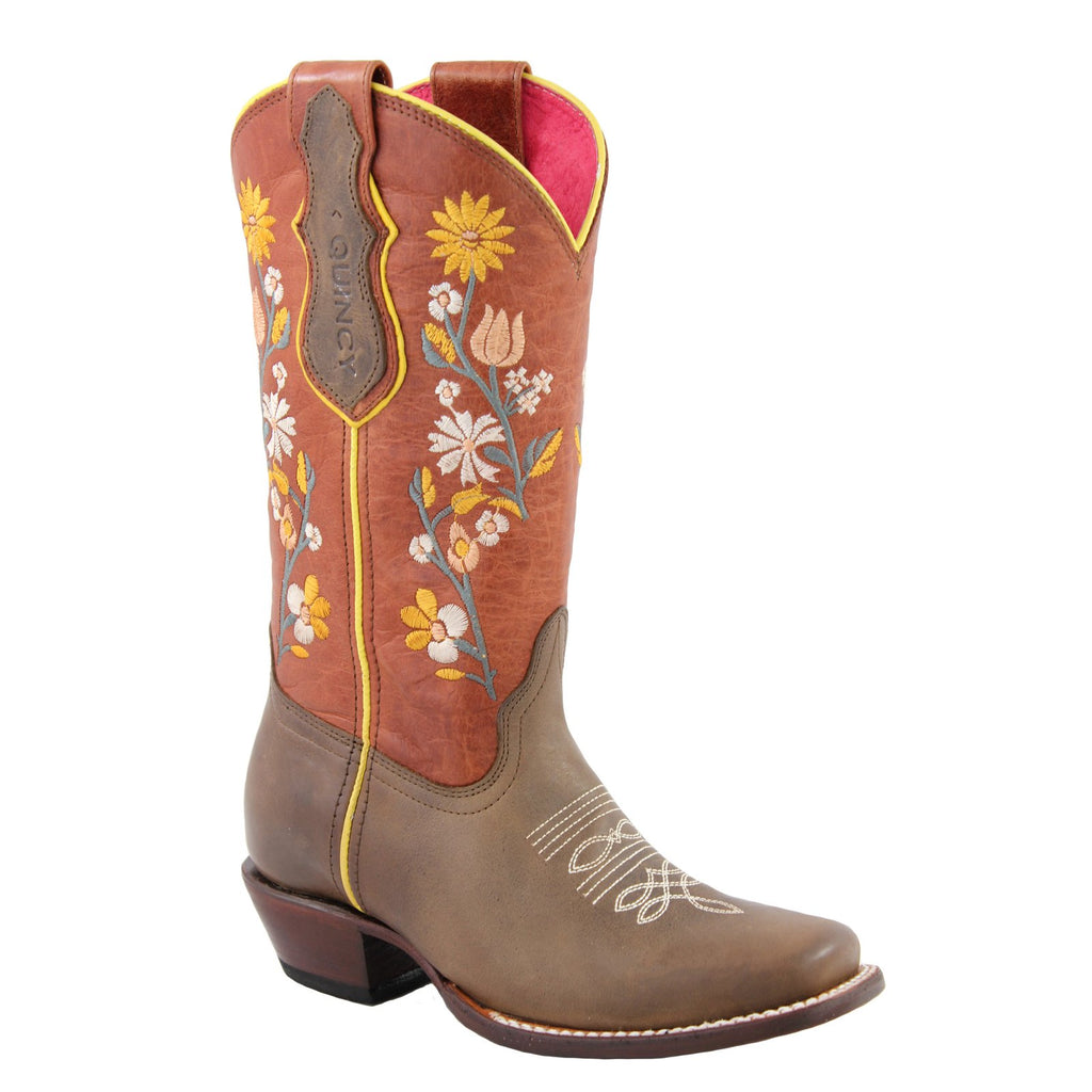 QUINCY Women's Brown Western Boots - Square Toe